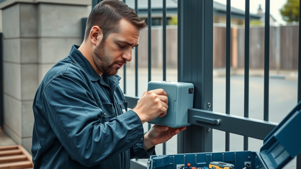 Automatic gate maintenance Newcastle being performed by professional technician
