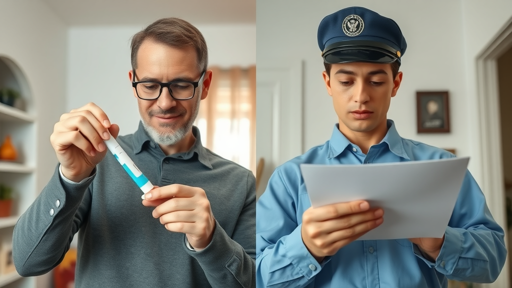 DIY asbestos testing by homeowner with kit versus professional asbestos test provider, split concept, side-by-side