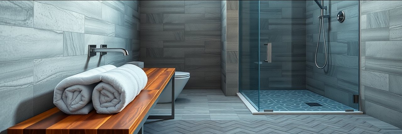 Modern bathroom renovations Newcastle with plush towels and stylish tiles