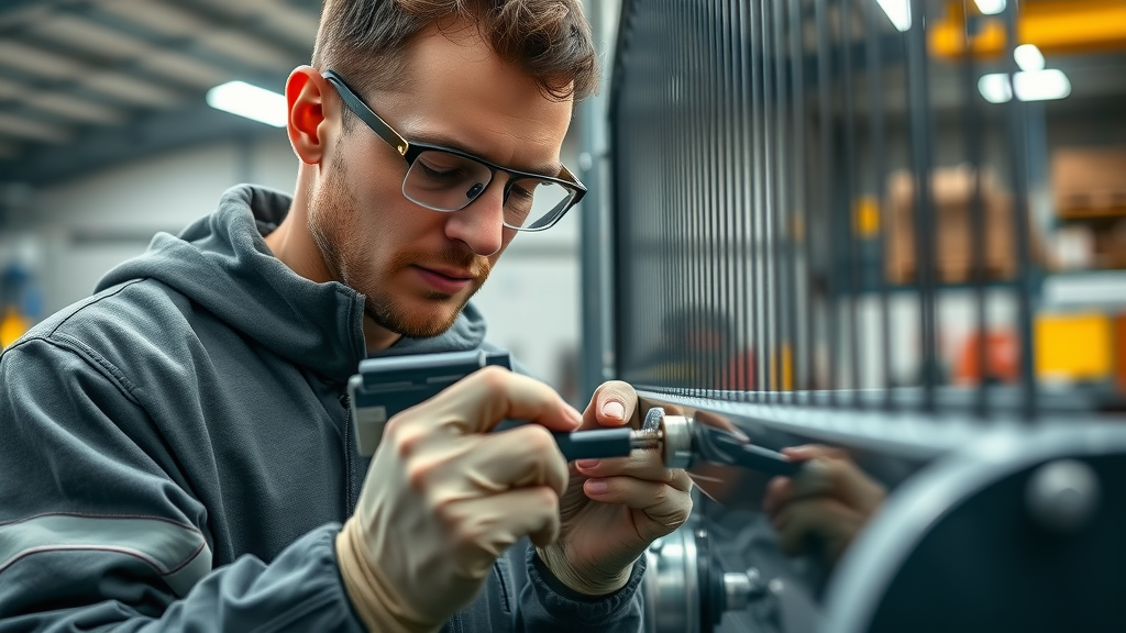 Technician performing commercial automatic gate maintenance Newcastle