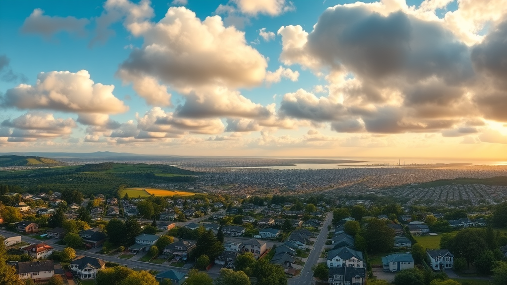 Port Stephens and Newcastle property landscape - panoramic suburban, commercial, and rural areas