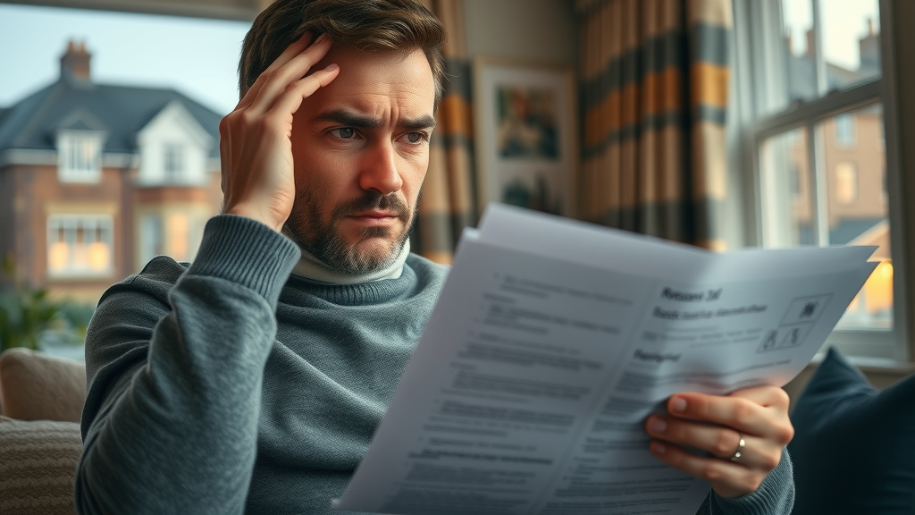 stressed homebuyer reviewing legal documents for Newcastle property transaction, risk of mistake - property law
