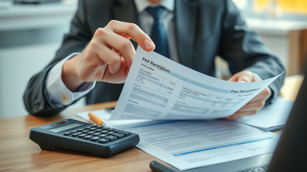 Conveyancer Newcastle reviewing fee sheet, pointing out cost table, clear and transparent pricing