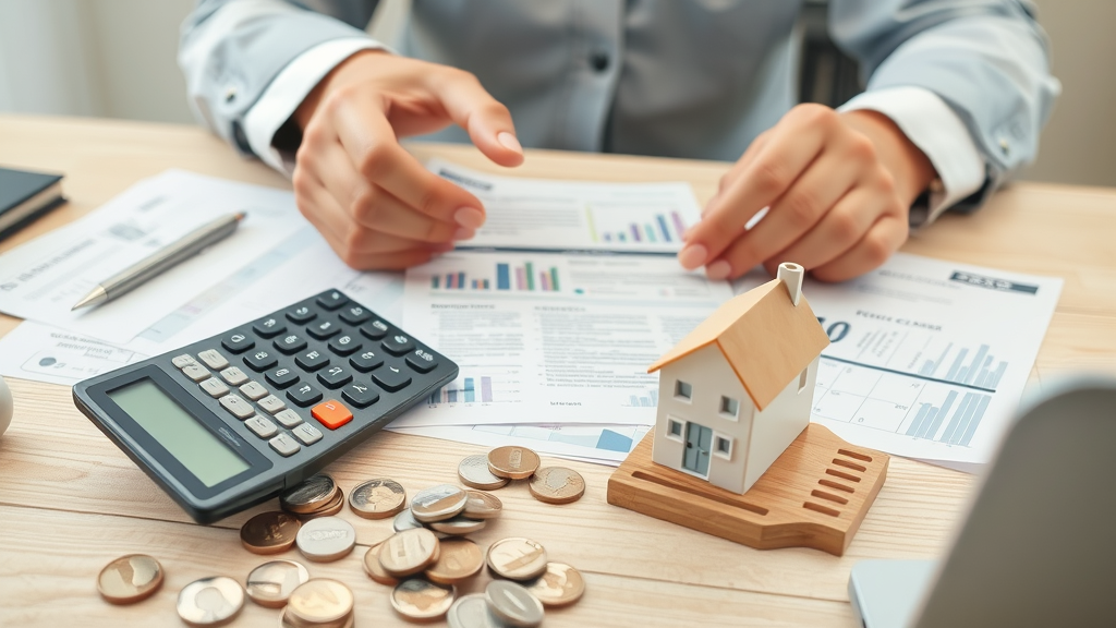 Conveyancing fees Newcastle - calculator, house model, documents for property transactions