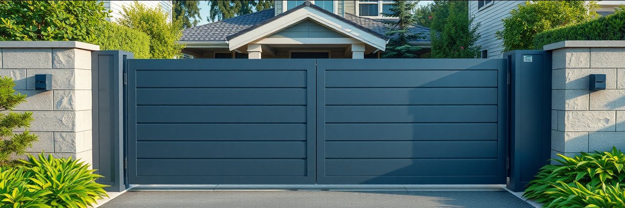 Automatic gates Newcastle modern design at contemporary home entrance.