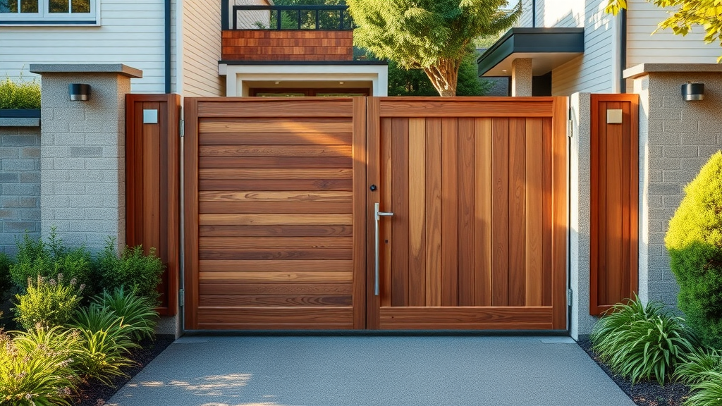 bespoke timber aluminium automatic gate, design and install Newcastle, automatic gates Newcastle