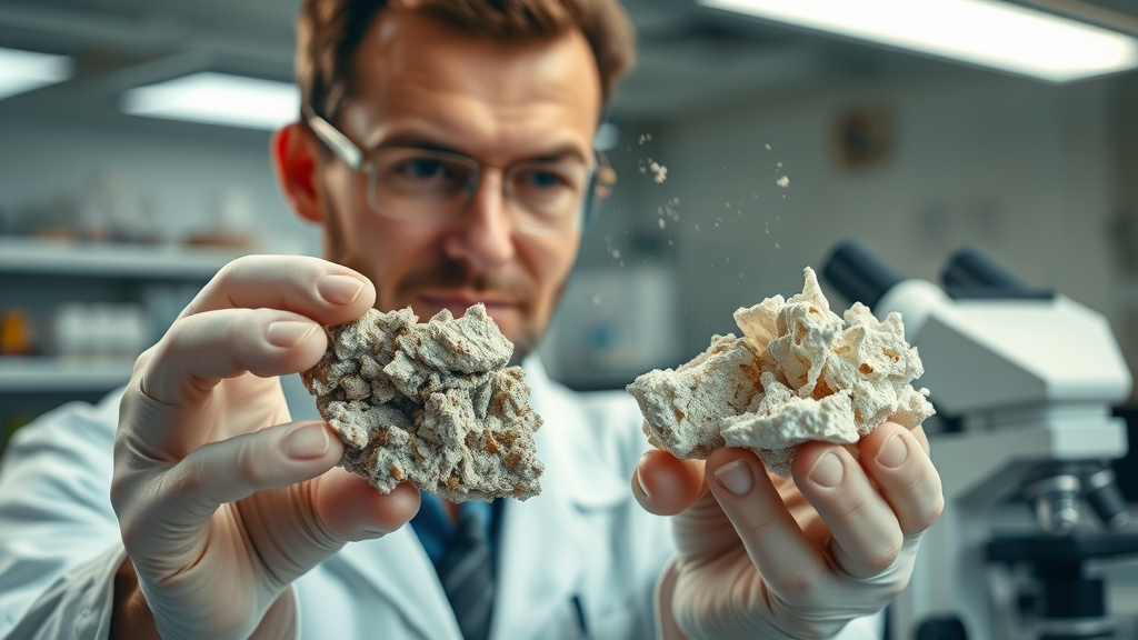 scientist examining asbestos material samples and asbestos test results in laboratory, highlighting type of asbestos for removal cost in newcastle