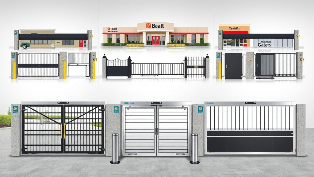 Types of commercial automatic gates Newcastle including sliding, swing, and vertical lift at local businesses