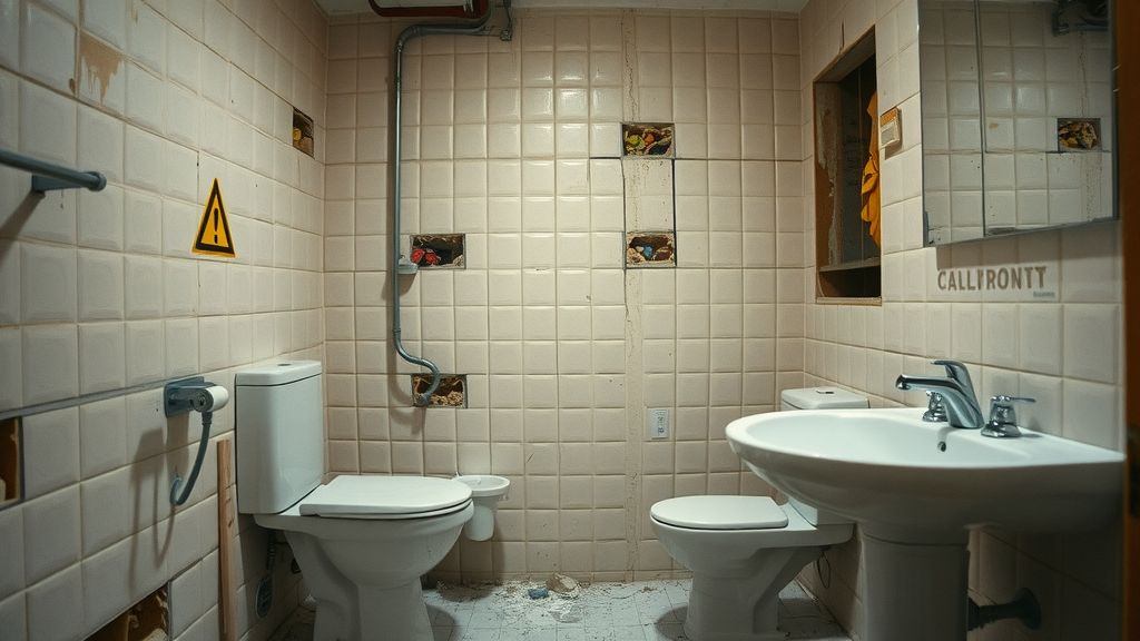 Cautionary Newcastle bathroom under renovation showing hidden plumbing and electrical cost surprises