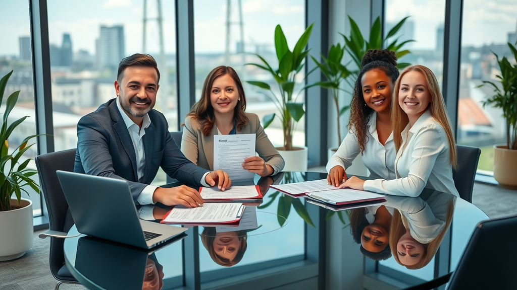 Newcastle conveyancing team assisting clients at modern office table