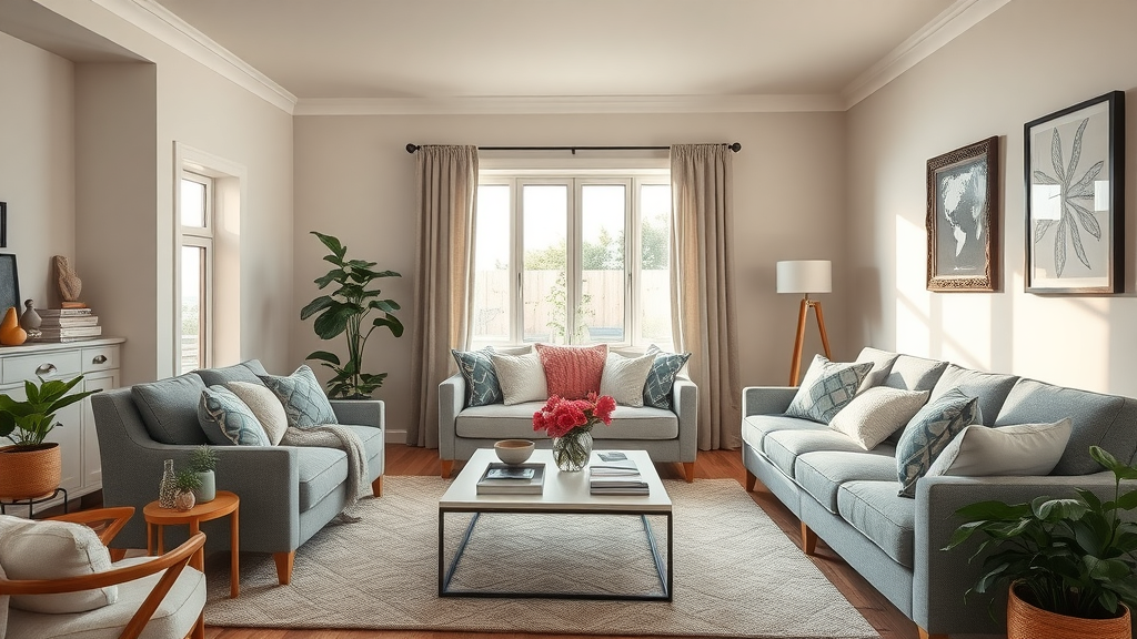 selling property newcastle faq: elegant well-staged living room showcasing open space and cozy textures of Newcastle home