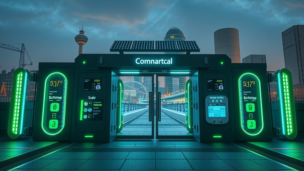 Smart commercial automatic gate Newcastle with solar panels and AI technology