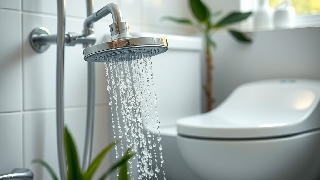 low-flow shower head and modern toilet for eco-friendly bathroom remodeling